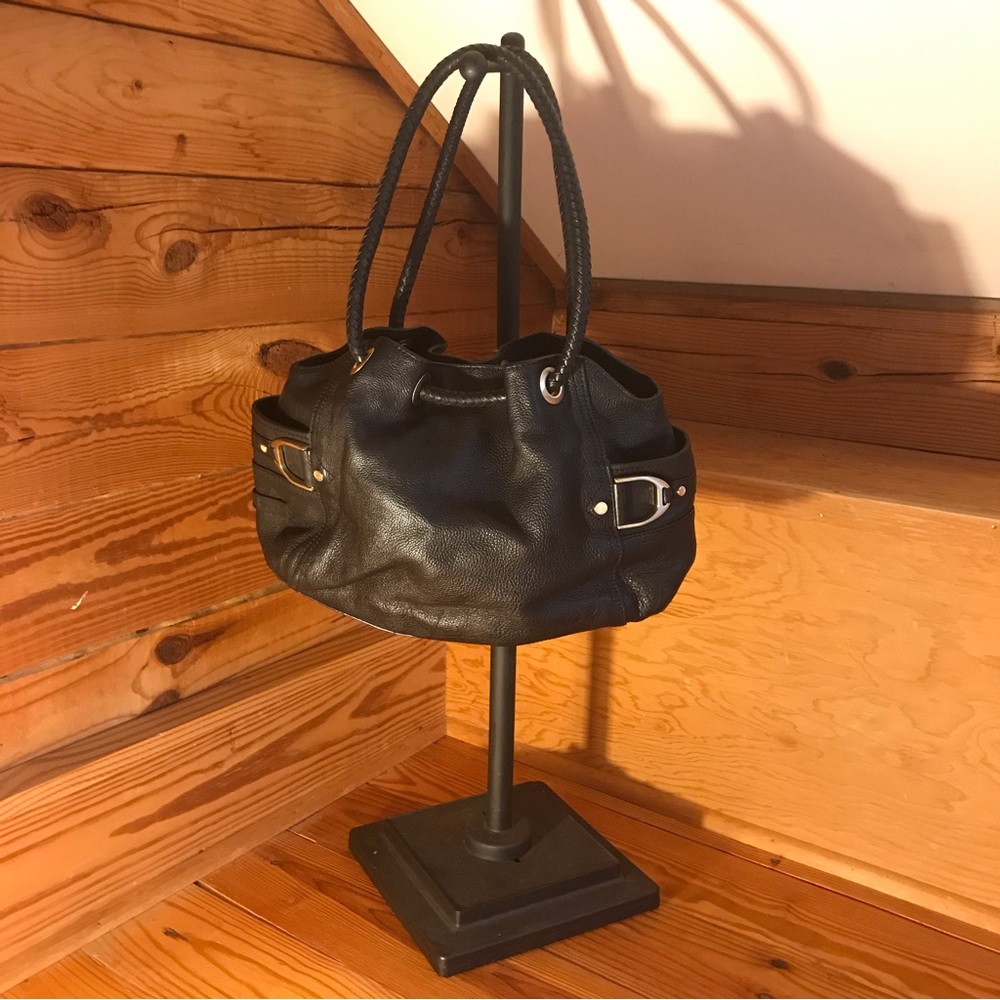 Cole Haan Black Leather Hobo Slouch Shoulder Bag, EUC, 18”